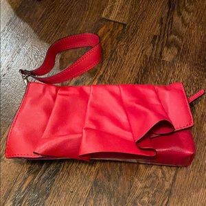 Red clutch with bow detail